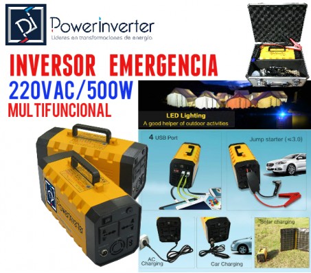 INVERSOR EMERGENCIA 220VAC/50HZ 500W PSW PORTABLE 